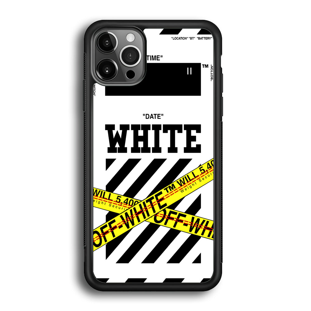 Off White Warning Line iPhone 12 Pro Max Case | Slim Rubber Case for iPhone 12 Pro Max