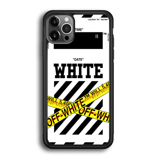 Off White Warning Line iPhone 12 Pro Max Case | Slim Rubber Case for iPhone 12 Pro Max