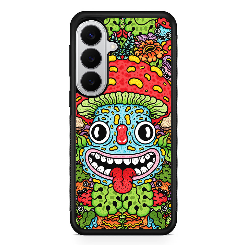 Mushroom Face Doodle Samsung Galaxy S26 Case | Protective Rubber Cover