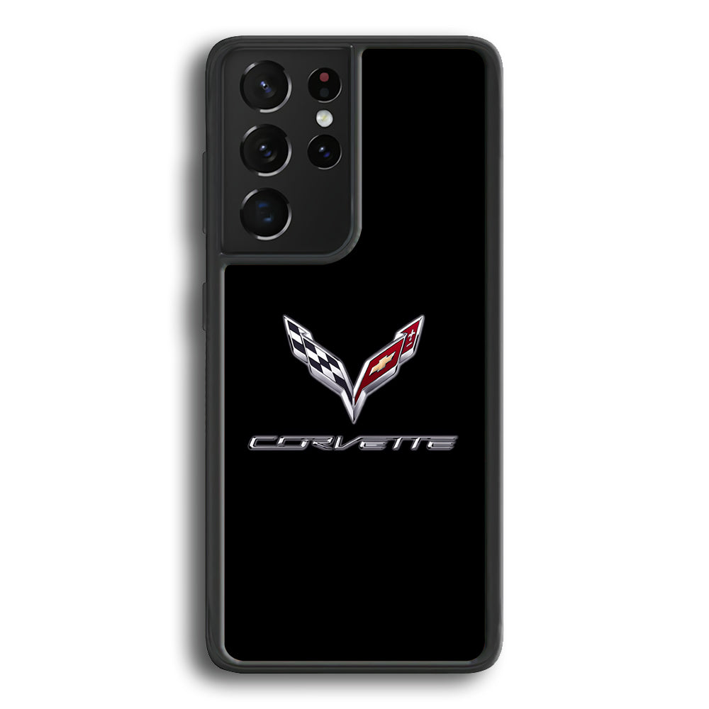 Chevrolet Corvette Logo Black Samsung Galaxy S23 Ultra Case | Slim Rubber Case for Samsung Galaxy S23 Ultra