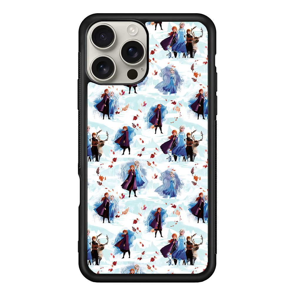 Elsa Anna Frozen Pattern Autumn iPhone 16 Pro Max Case | Stylish Protective Case for iPhone 16 Pro Max