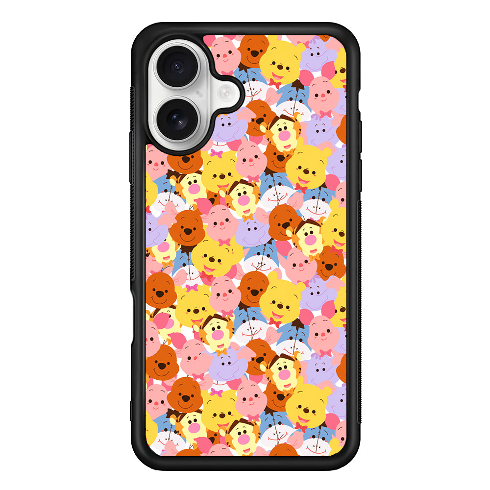 Faces of Winnie The Pooh and Friends iPhone 16 Plus Case | Durable Protective Rubber Cover
