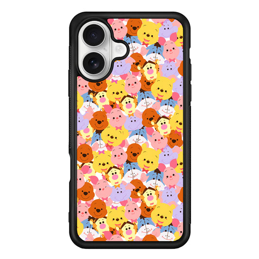 Faces of Winnie The Pooh and Friends iPhone 16 Plus Case | Durable Protective Rubber Cover