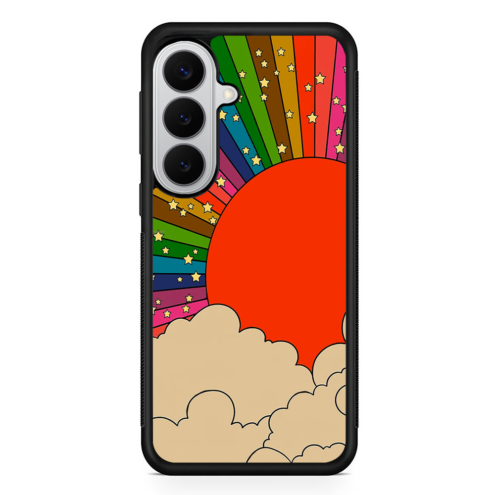 Rainbow 70s Sunset Samsung Galaxy S26 Case | Protective Rubber Cover