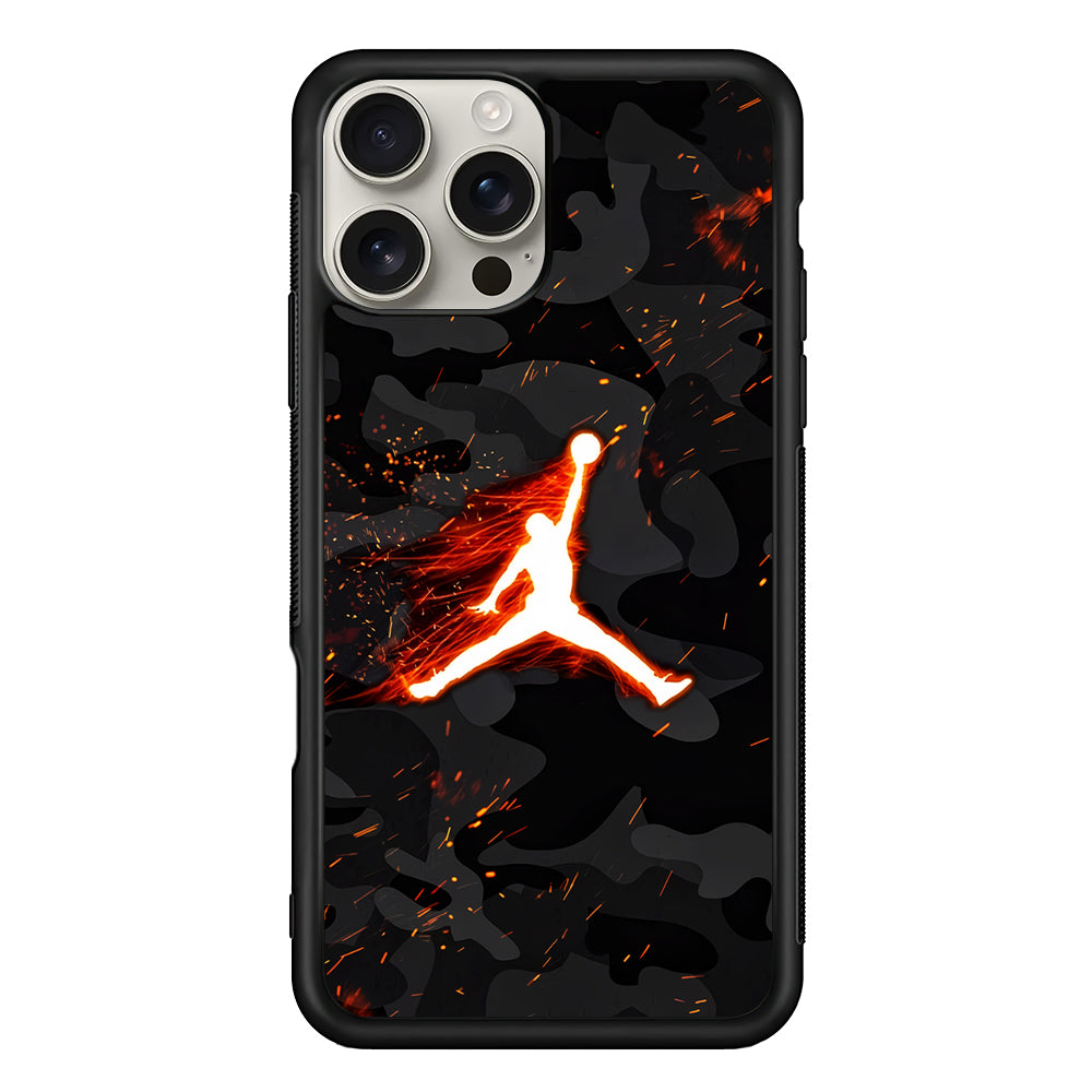 Air Jordan Logo On Fire iPhone 16 Pro Max Case | Durable Everyday Protective Cover