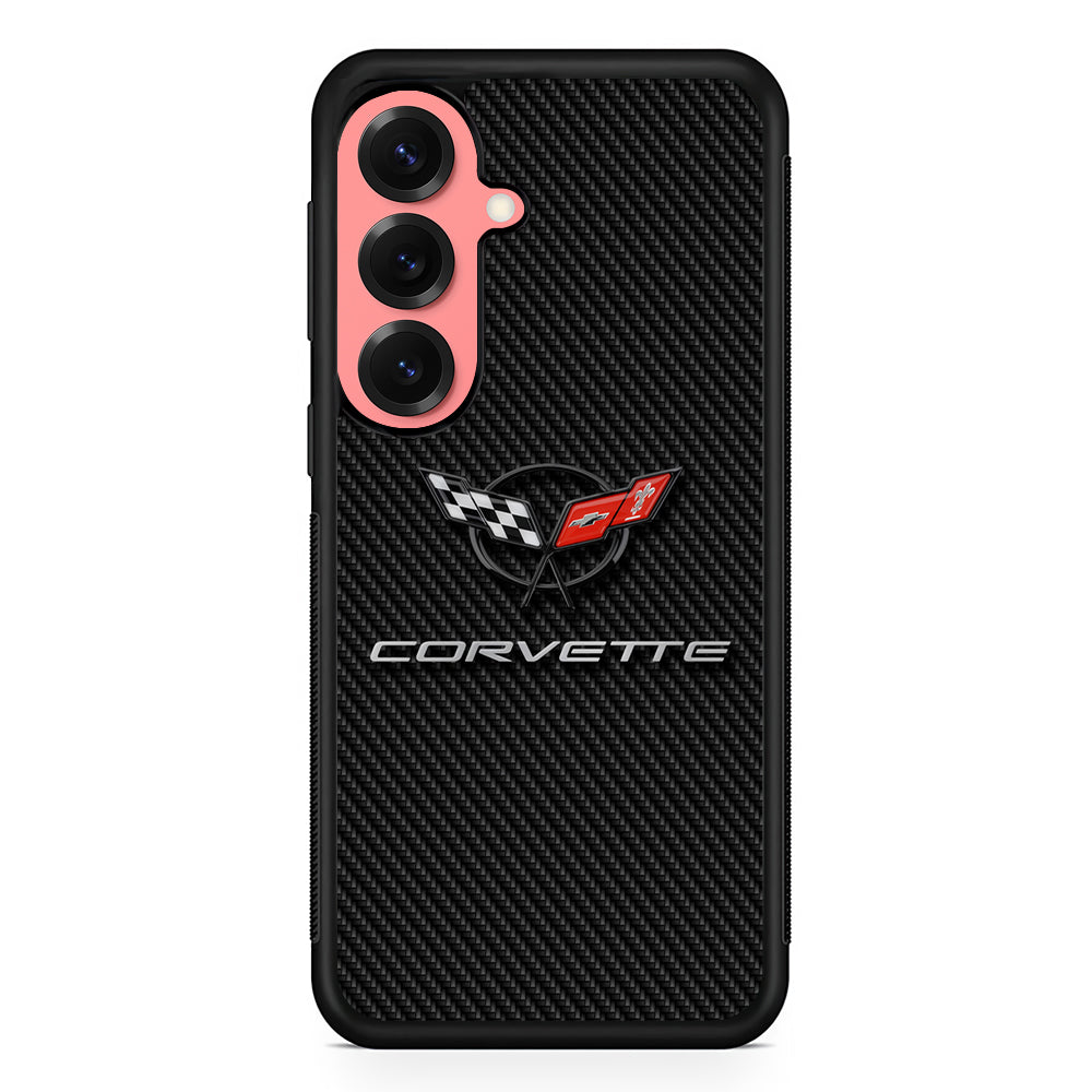 Chevrolet Corvette Logo Carbon Samsung Galaxy S25 Case | Slim Rubber Case for Samsung Galaxy S25