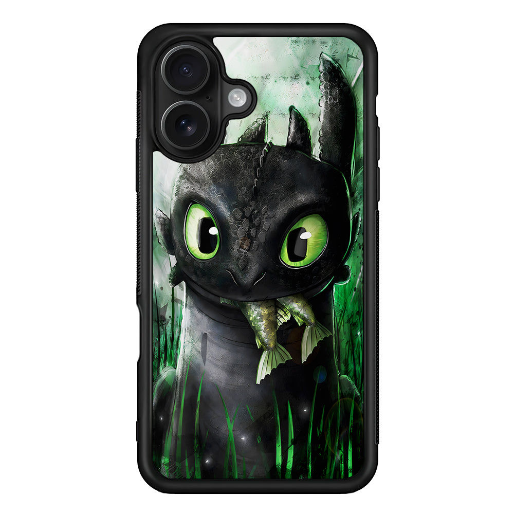 Toothless Eats Fish iPhone 16 Case - Oxvistore