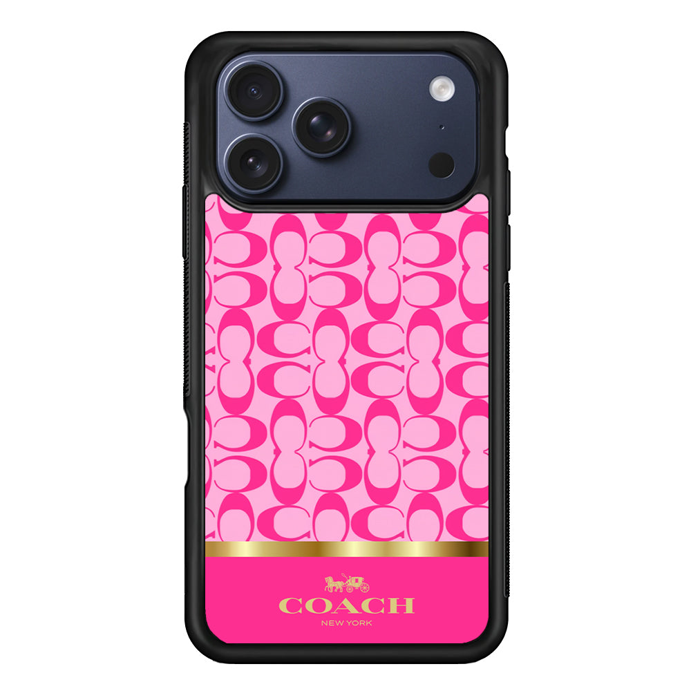 Coach Pink Pattern iPhone 17 Pro Max Case | Slim Rubber Case for iPhone 17 Pro Max