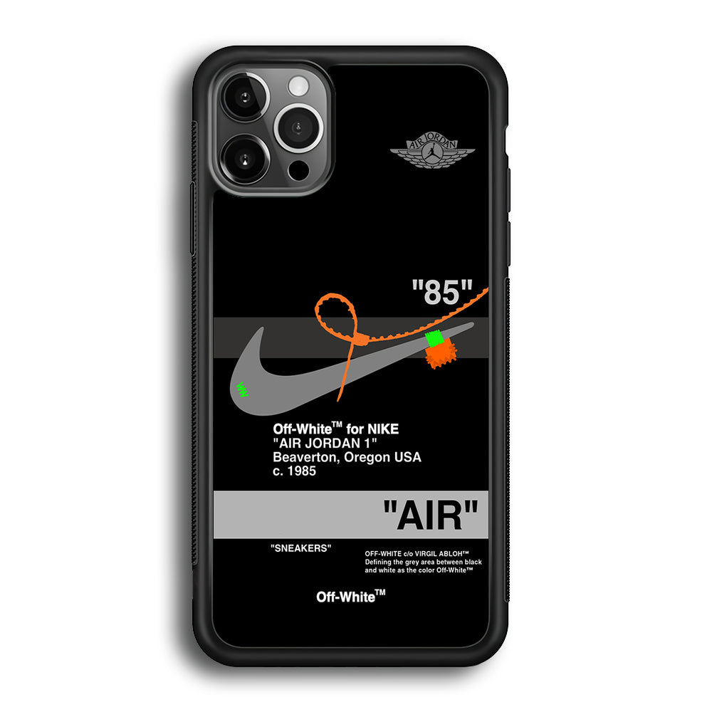 Off White x Nike Air Jordan Black iPhone 12 Pro Max Case | Slim Rubber Case for iPhone 12 Pro Max
