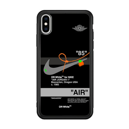 Off White x Nike Air Jordan Black iPhone Xs Max Case | Slim Rubber Case for iPhone Xs Max