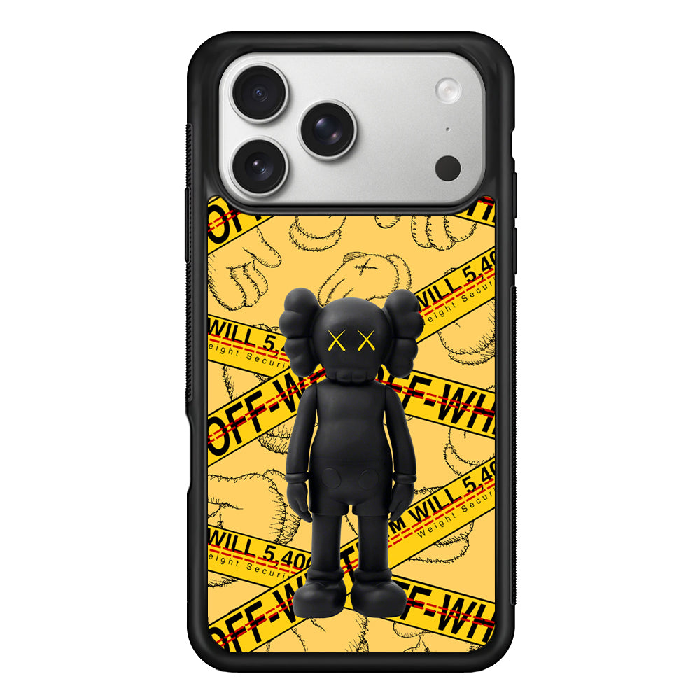Kaws x Off White Yellow Belt iPhone 17 Pro Case | Slim Rubber Case for iPhone 17 Pro