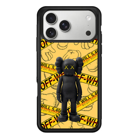 Kaws x Off White Yellow Belt iPhone 17 Pro Case | Slim Rubber Case for iPhone 17 Pro