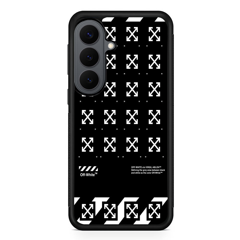 Off White Logo Black Pattern Samsung Galaxy S26 Plus Case | Slim Rubber Case for Samsung Galaxy S26 Plus