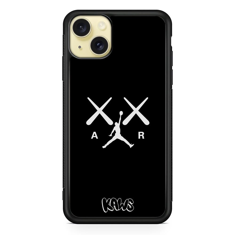 Kaws Air Jordan Midnight Black iPhone 15 Plus Case | Slim Rubber Case for iPhone 15 Plus