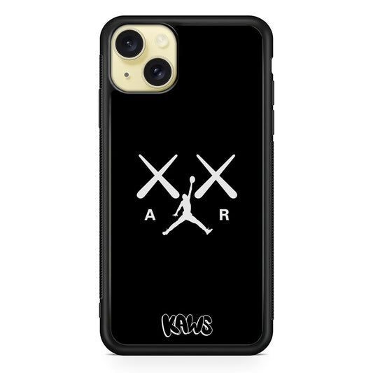 Kaws Air Jordan Midnight Black iPhone 15 Plus Case | Slim Rubber Case for iPhone 15 Plus