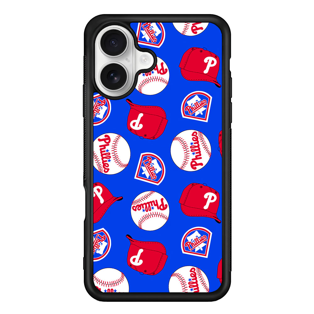 Philadelphia Phillies Pattern iPhone 16 Plus Case | Durable Protective Rubber Cover