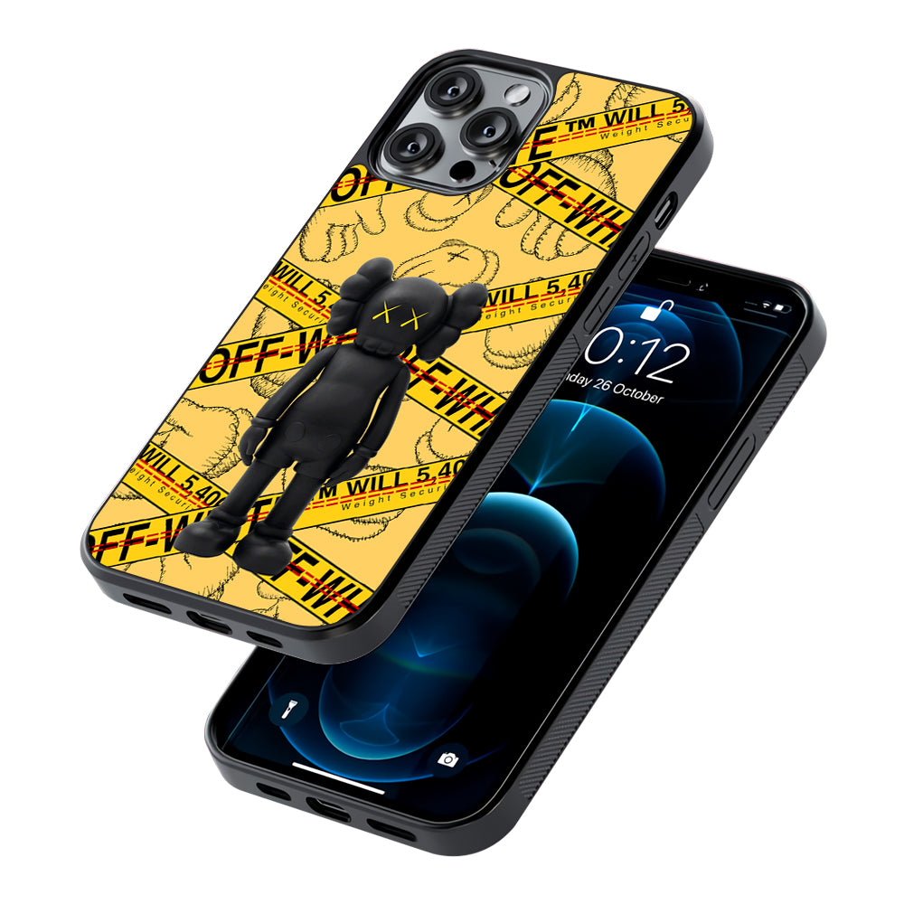Kaws x Off White Yellow Belt 2D Rubber Phone Case | Durable Phone Case