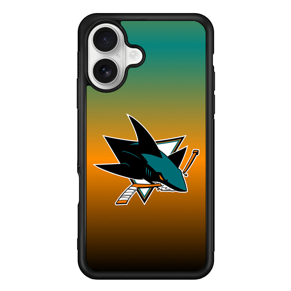 San Jose Sharks Gradient iPhone 16 Plus Case | Durable Protective Rubber Cover