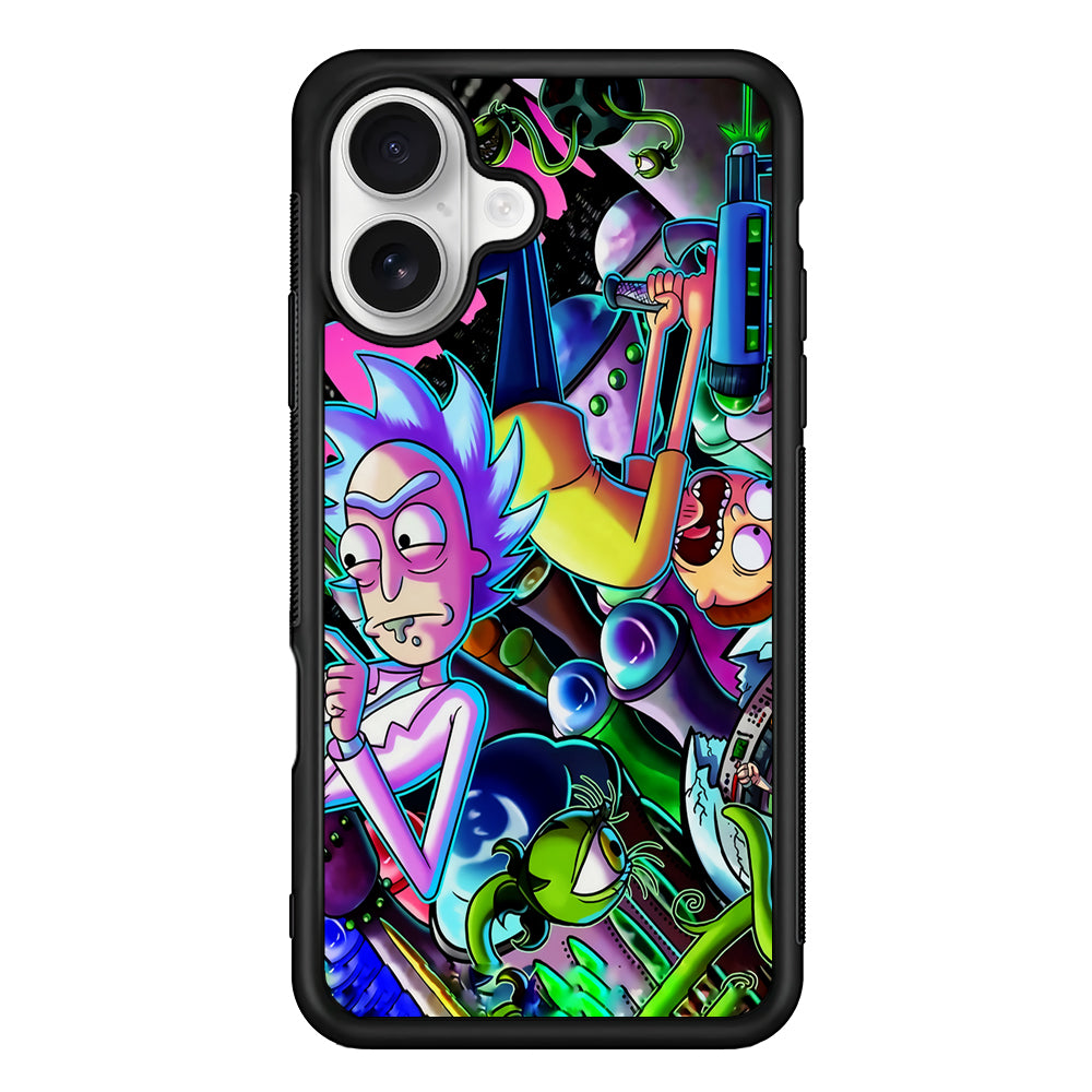 Rick and Morty Space Travel iPhone 16 Plus Case | Durable Protective Rubber Cover