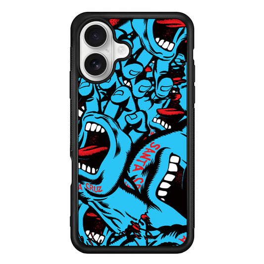 Santa Cruz Skateboard Pattern iPhone 16 Plus Case | Slim Rubber Case for iPhone 16 Plus