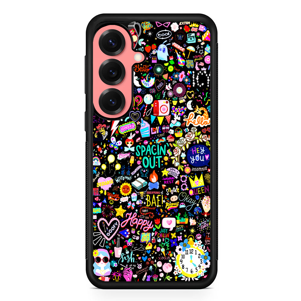 Girly Mixed Doodle Samsung Galaxy S25 Case | Protective Case for Samsung Galaxy S25