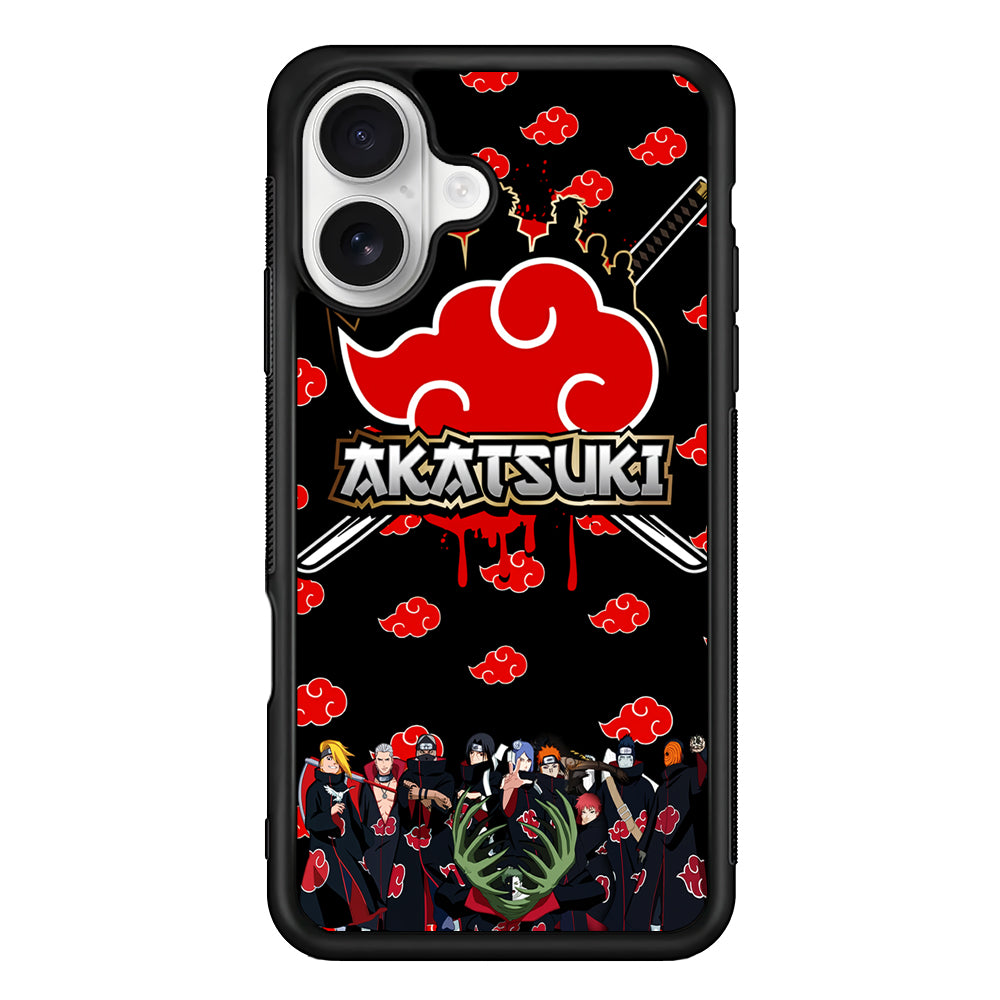Naruto Akatsuki Squad iPhone 16 Plus Case | Durable Protective Rubber Cover