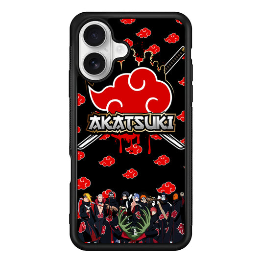 Naruto Akatsuki Squad iPhone 16 Plus Case | Durable Protective Rubber Cover