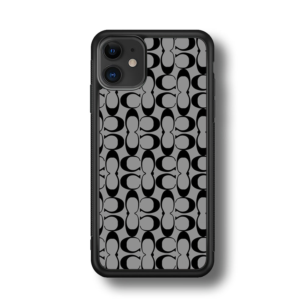 Coach Black Grey iPhone 12 Case | Slim Rubber Case for iPhone 12