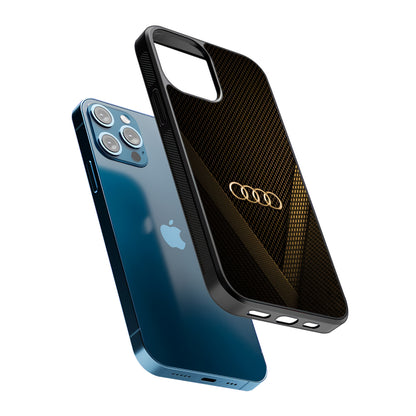 Audi Logo Gold Against a Dark 2D Rubber Phone Case | Durable Phone Case