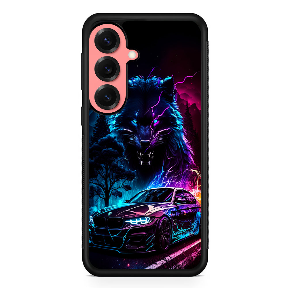 Neon Wolf and Car Northern Samsung Galaxy S25 Case | Protective Case for Samsung Galaxy S25
