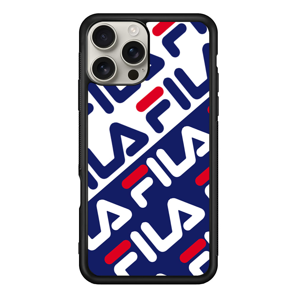 Fila Patern in Slope iPhone 16 Pro Max Case | Slim Rubber Case for iPhone 16 Pro Max
