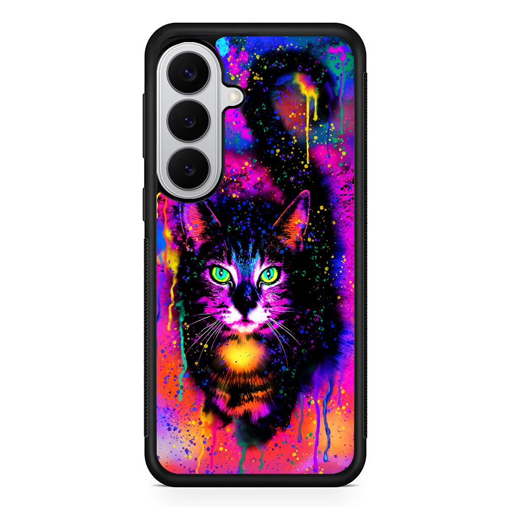 Cute Rainbow Cat Painting Samsung Galaxy S26 Case | Protective Rubber Cover