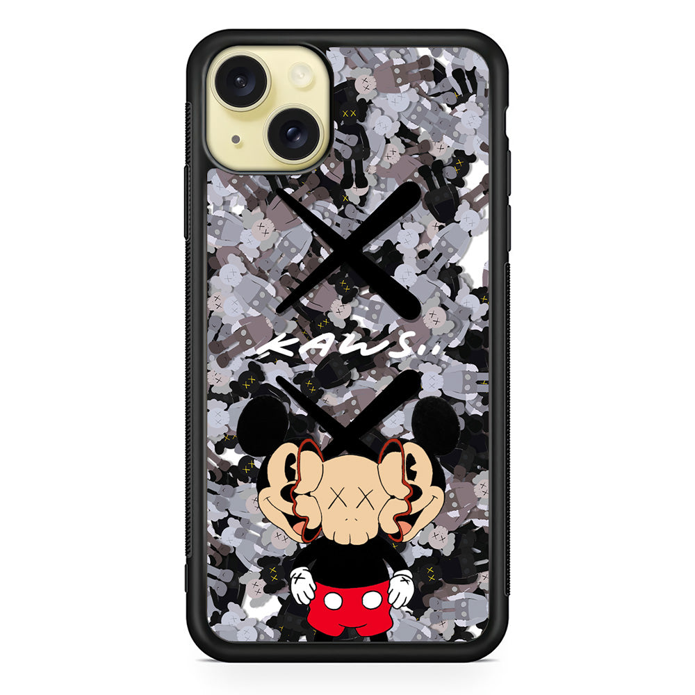 Kaws and Mickey Mask iPhone 15 Plus Case | Slim Rubber Case for iPhone 15 Plus