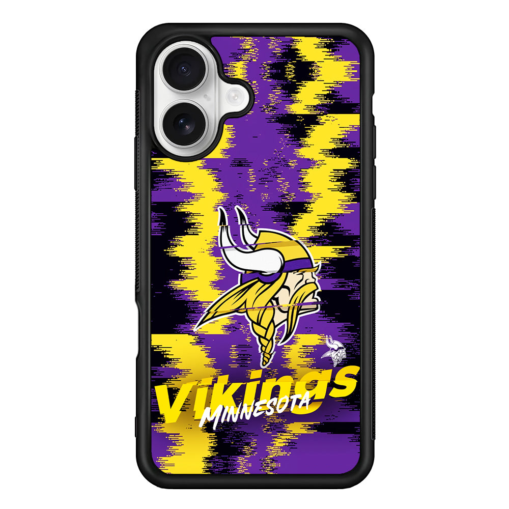 Minnesota Vikings Abstract Color iPhone 16 Plus Case | Durable Protective Rubber Cover