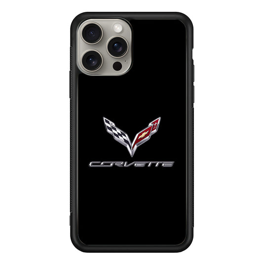 Chevrolet Corvette Logo Black iPhone 15 Pro Case | Slim Rubber Case for iPhone 15 Pro