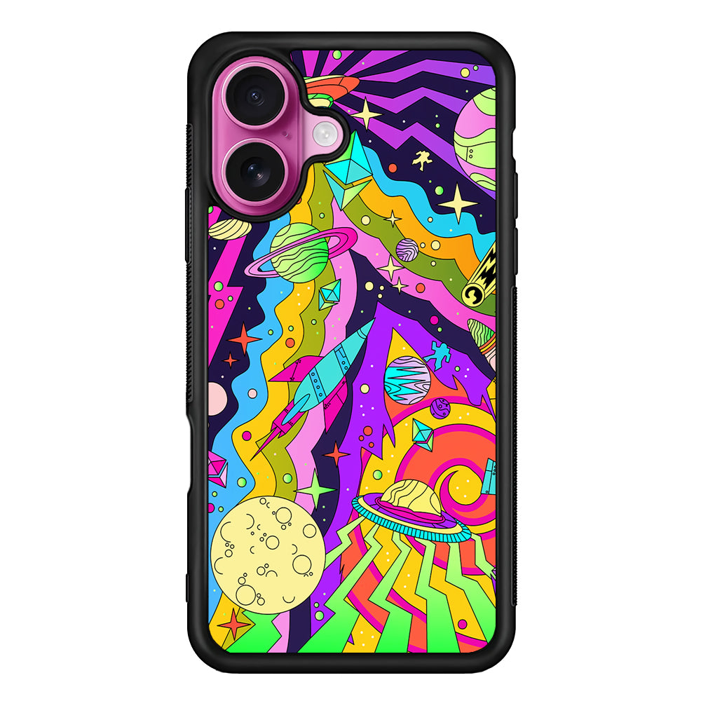 Trippy Spaceland Planets iPhone 17 Case | Slim Protective Rubber Phone Cover