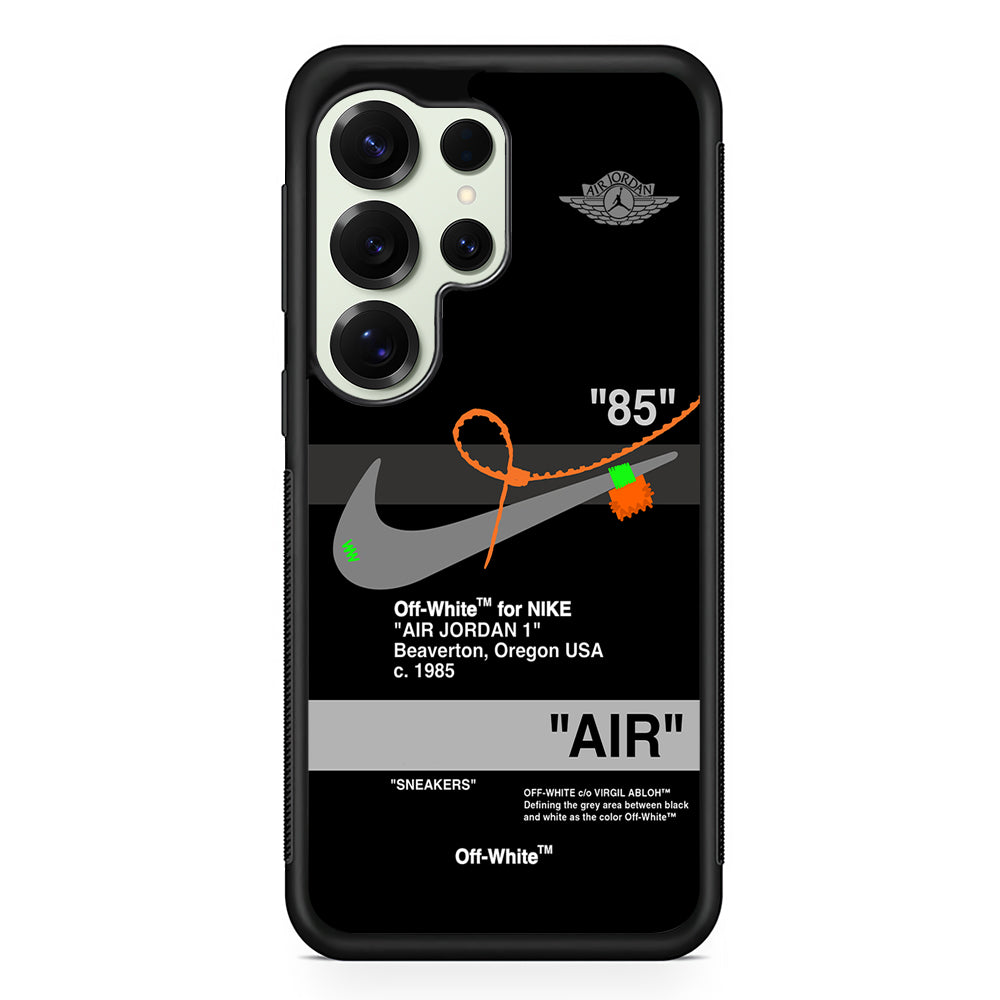 Off White x Nike Air Jordan Black Samsung Galaxy S25 Ultra Case | Slim Rubber Case for Samsung Galaxy S25 Ultra