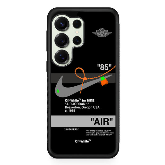 Off White x Nike Air Jordan Black Samsung Galaxy S25 Ultra Case | Slim Rubber Case for Samsung Galaxy S25 Ultra