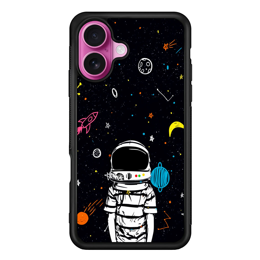 Astronaut Standing in Space iPhone 17 Case | Slim Protective Rubber Phone Cover