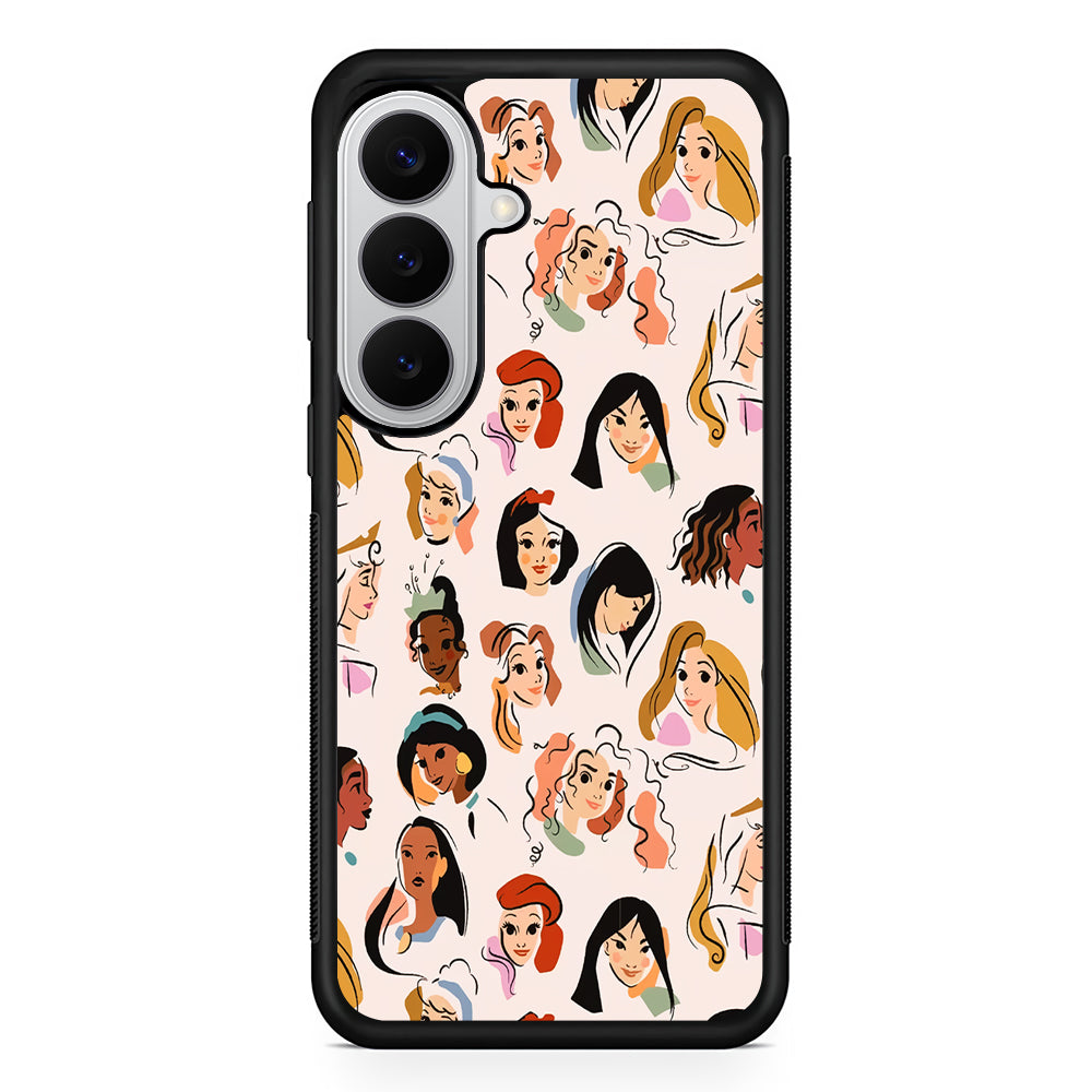Princess Face Sketch Collection Samsung Galaxy S26 Case | Protective Rubber Cover