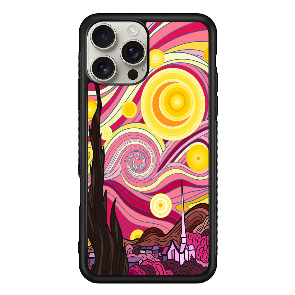 Pink Starry Night Van Gogh iPhone 16 Pro Max Case | Stylish Protective Case for iPhone 16 Pro Max