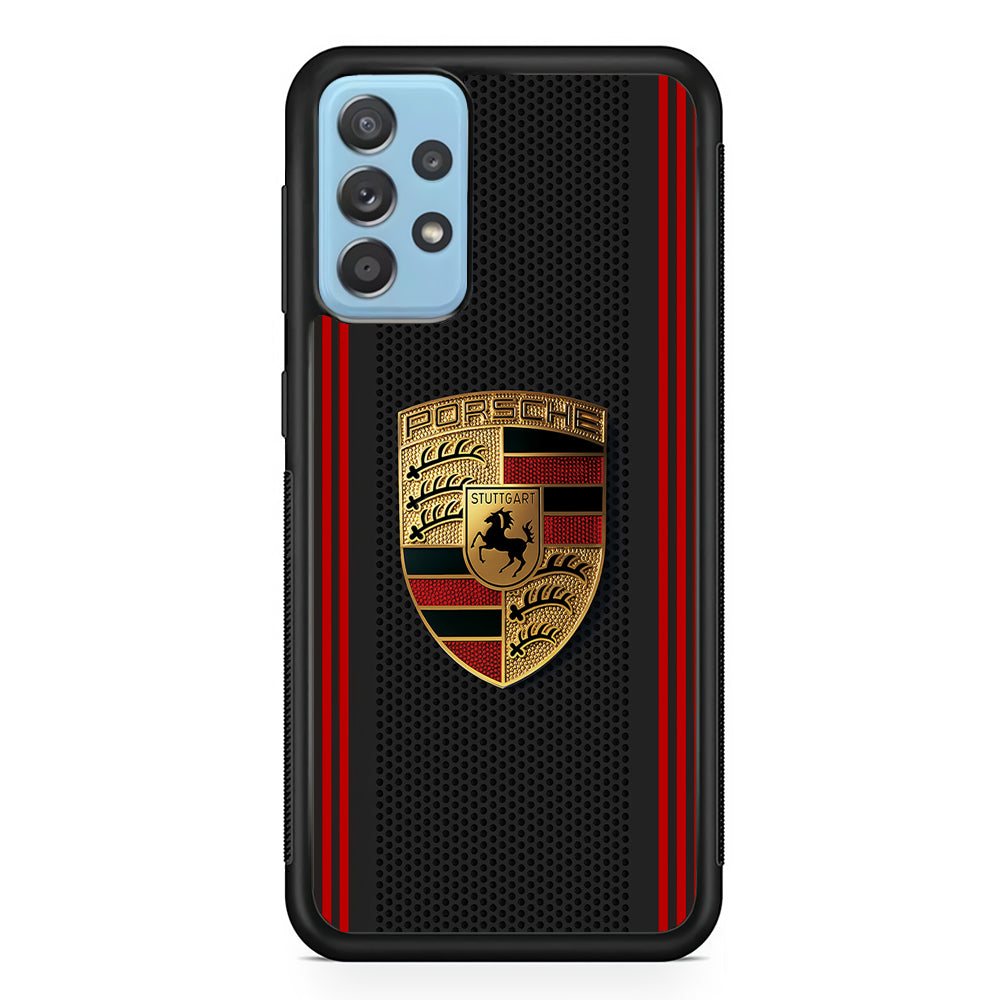 Porsche Gold Emblem Samsung Galaxy A72 Case | Slim Rubber Case for Samsung Galaxy A72