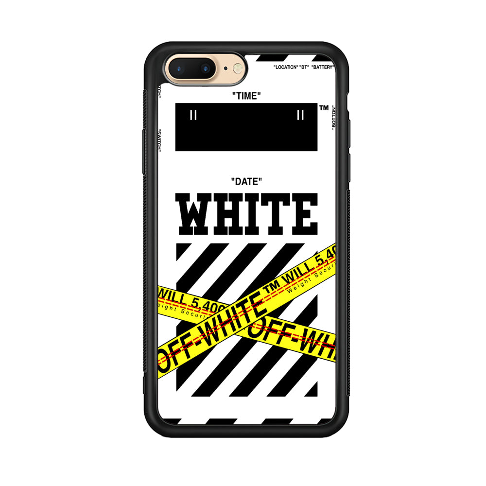 Off White Warning Line iPhone 8 Plus Case | Slim Rubber Case for iPhone 8 Plus