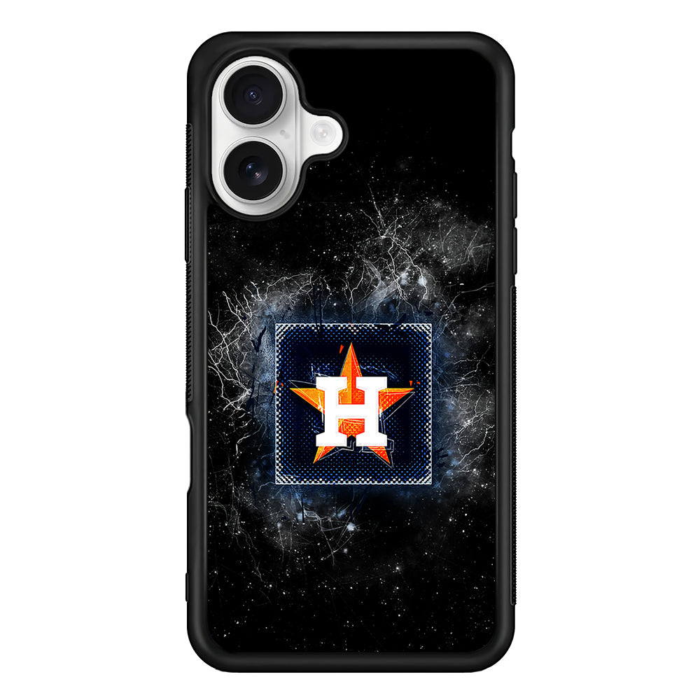 Houston Astros Abstract iPhone 16 Plus Case | Durable Protective Rubber Cover