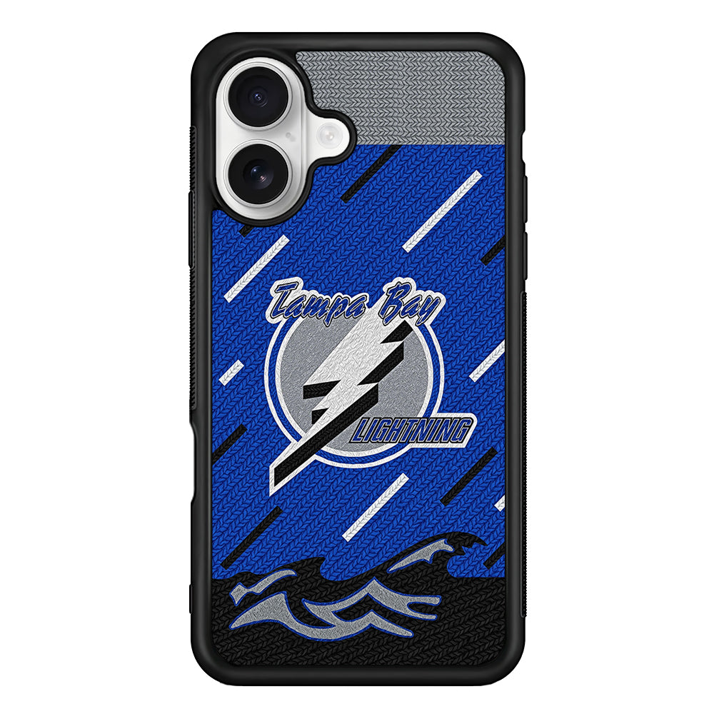 Tampa Bay Lightning Pattern iPhone 16 Plus Case | Durable Protective Rubber Cover