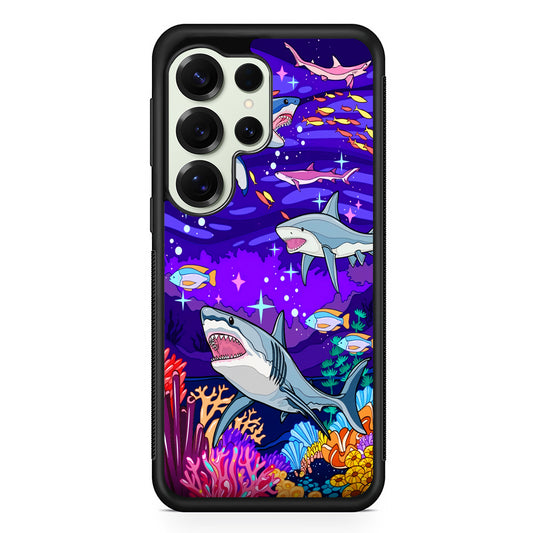 Shark Fish Cartoon Samsung Galaxy S25 Ultra Case | Durable Rubber Case for Samsung Galaxy S25 Ultra