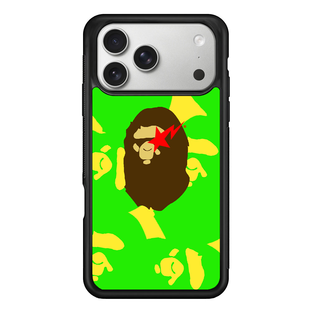 Bape Green Screen iPhone 17 Pro Case | Slim Rubber Case for iPhone 17 Pro