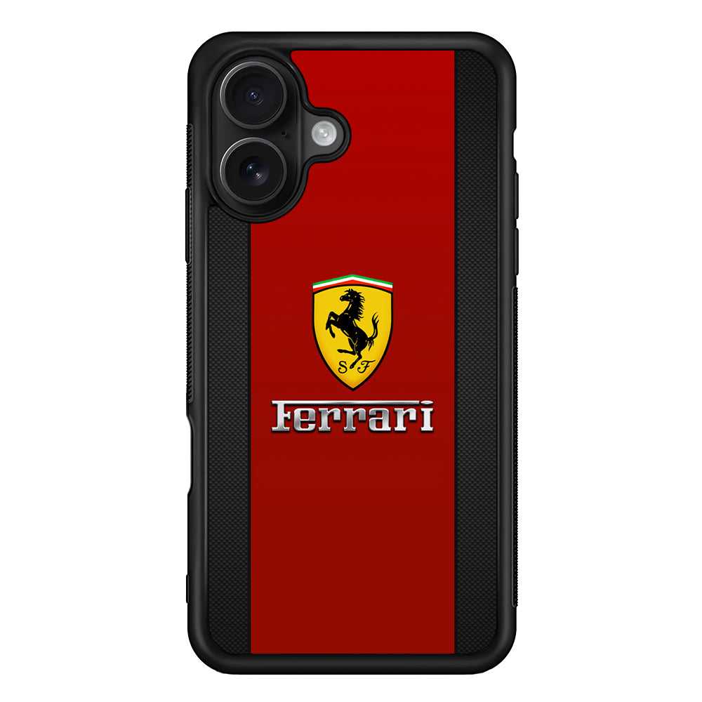 Ferrari Luxury Car Stripe Logo iPhone 16 Case | Slim Rubber Case for iPhone 16