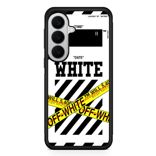 Off White Warning Line Samsung Galaxy S26 Case | Slim Rubber Case for Samsung Galaxy S26