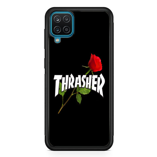 Thrasher Black Rose Flower Samsung Galaxy A12 Case | Slim Rubber Case for Samsung Galaxy A12